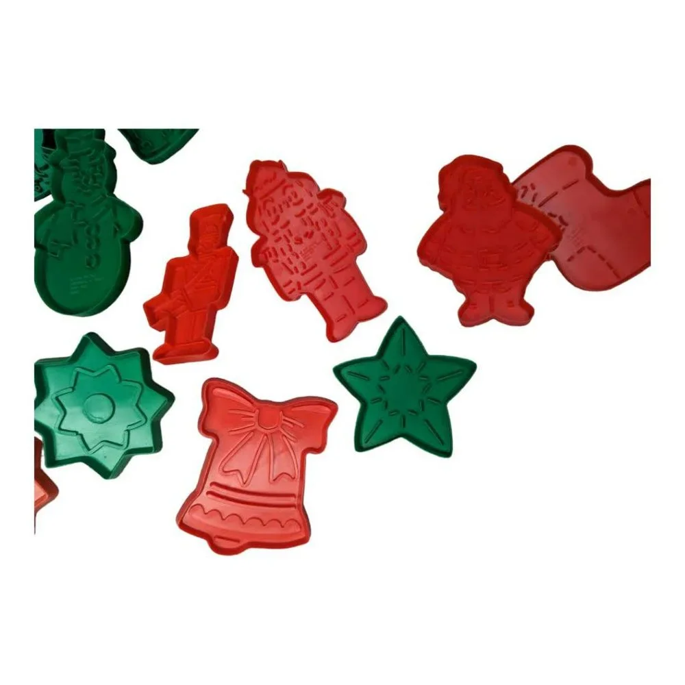 Vintage 1992 Wilton Red & Green Plastic Christmas Cookie Cutters- 20 Pieces